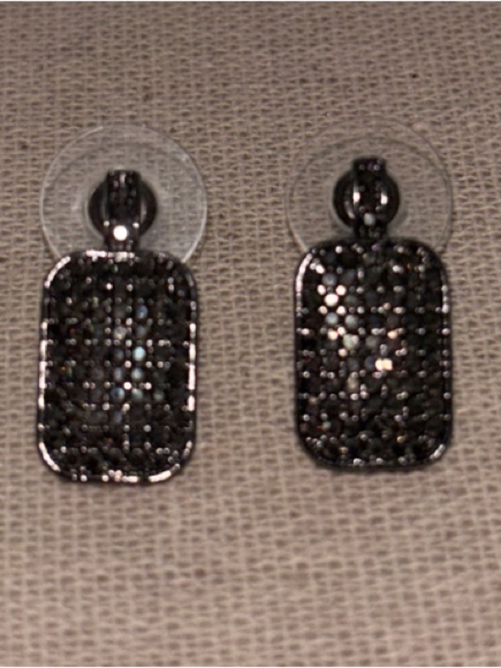 Park Lane Black Hematitie Pave Rectangular Drop Earrings